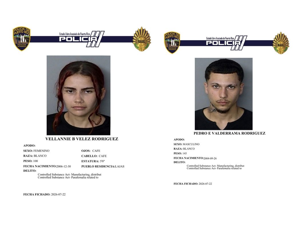  Detienen a pareja de Lajas por infracciones de tránsito y posesión de sustancias controladas