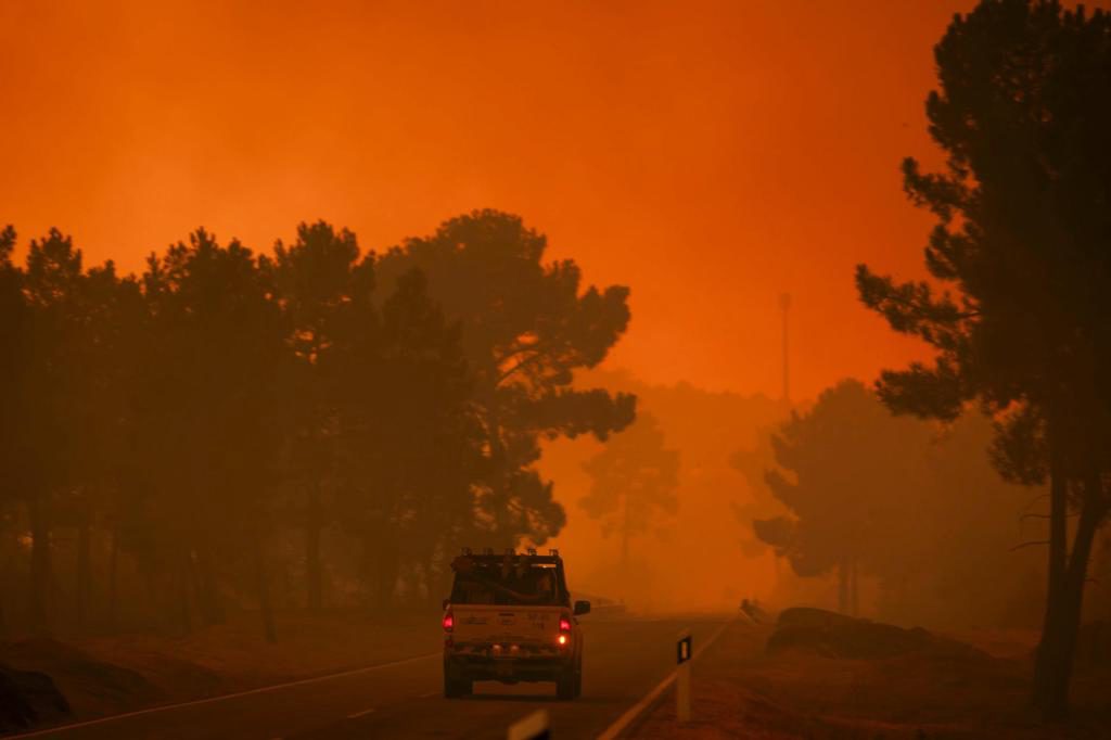 Portugal combate un gran incendio en el norte mientras cedían los fuegos próximos a España