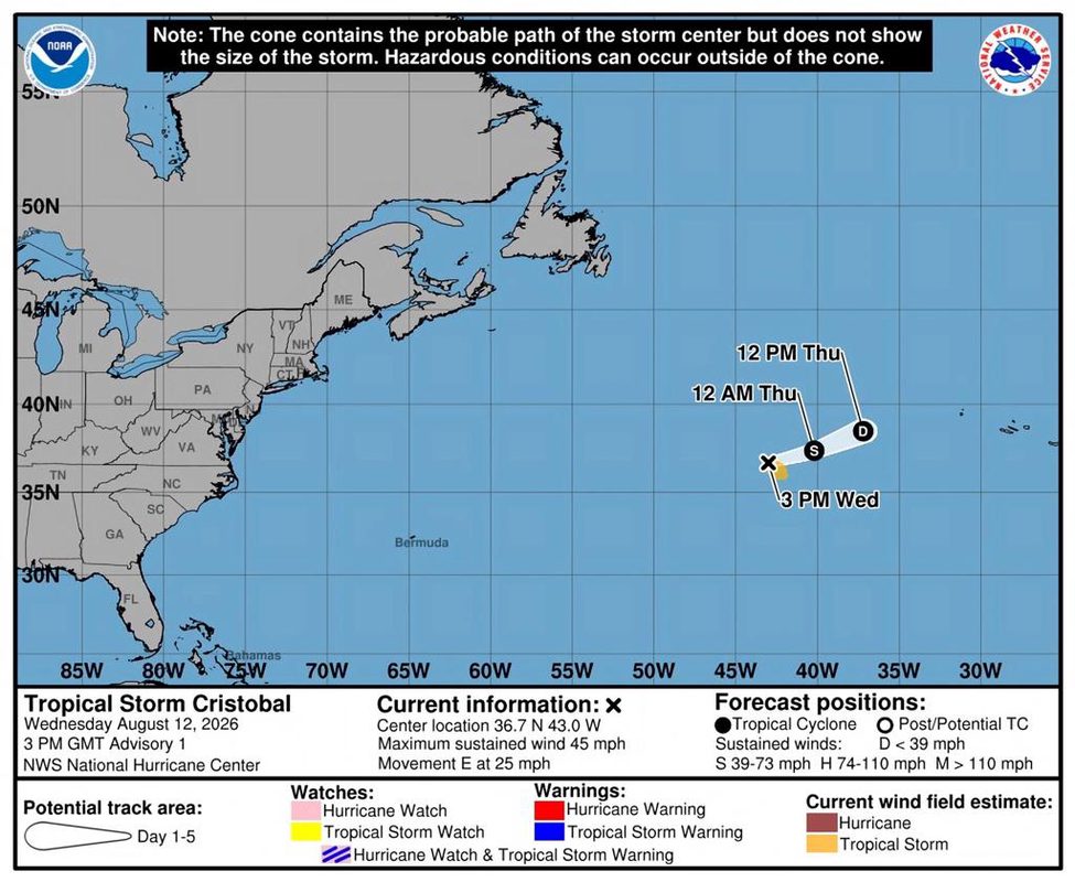 La tormenta tropical Cristóbal se forma en el Atlántico sin peligro inmediato en tierra
