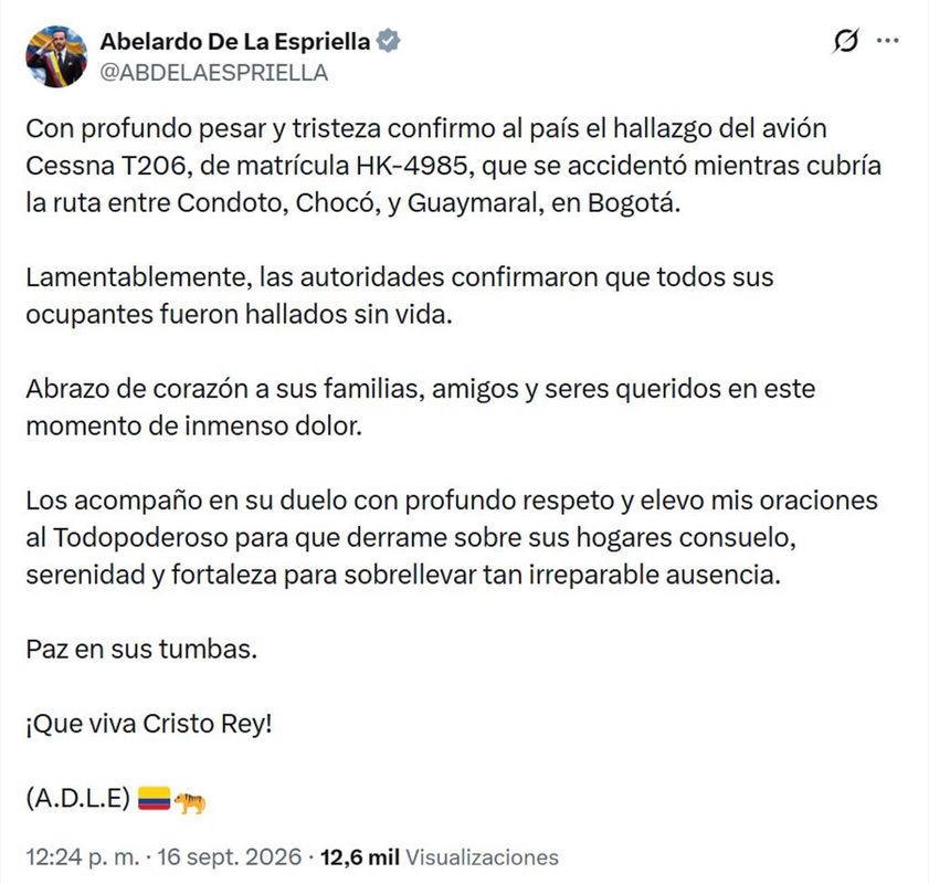 Hallan sin vida a los cinco ocupantes del avión accidentado el domingo en Colombia