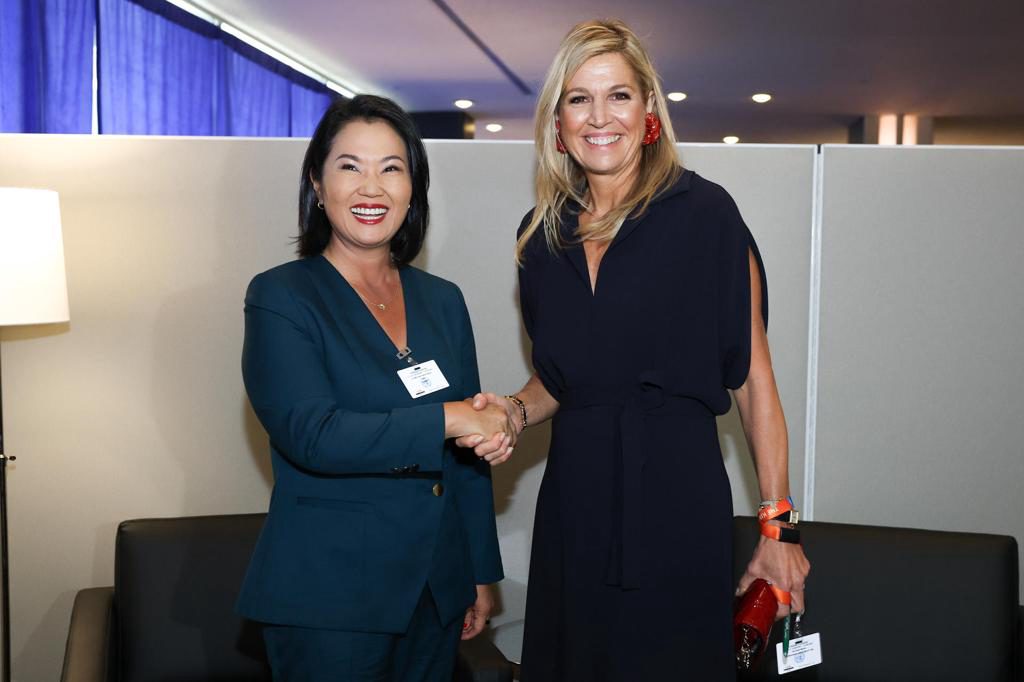 Fujimori se reúne en la ONU con la reina Máxima para tratar la salud financiera en Perú