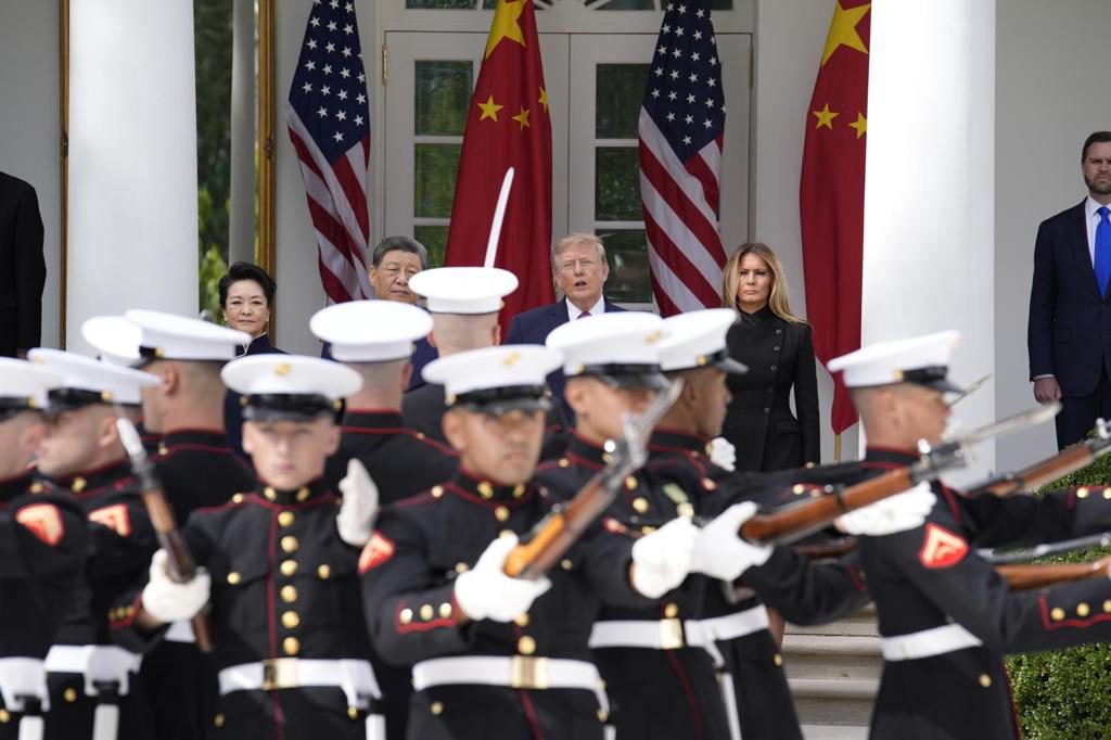 Cazas, marines y la canción ‘Yankee doodle’, en la recepción a Xi en la Casa Blanca
