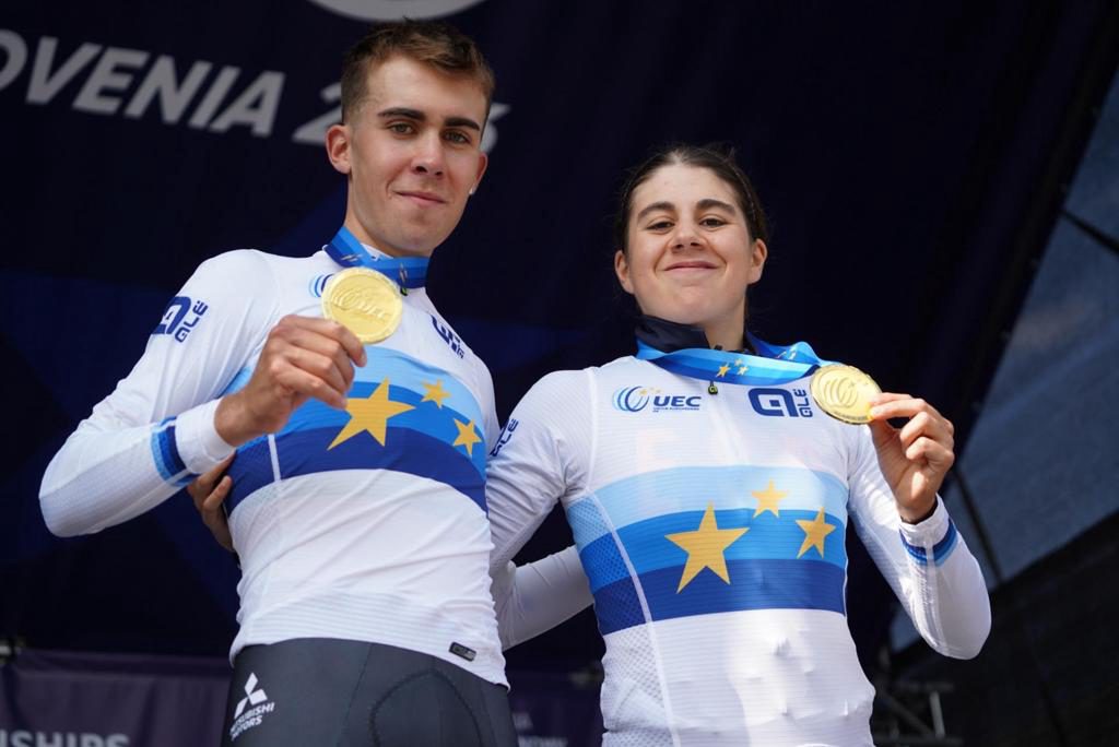 Benjamín Noval hace valer el maillot arcoíris y gana también la crono del Europeo