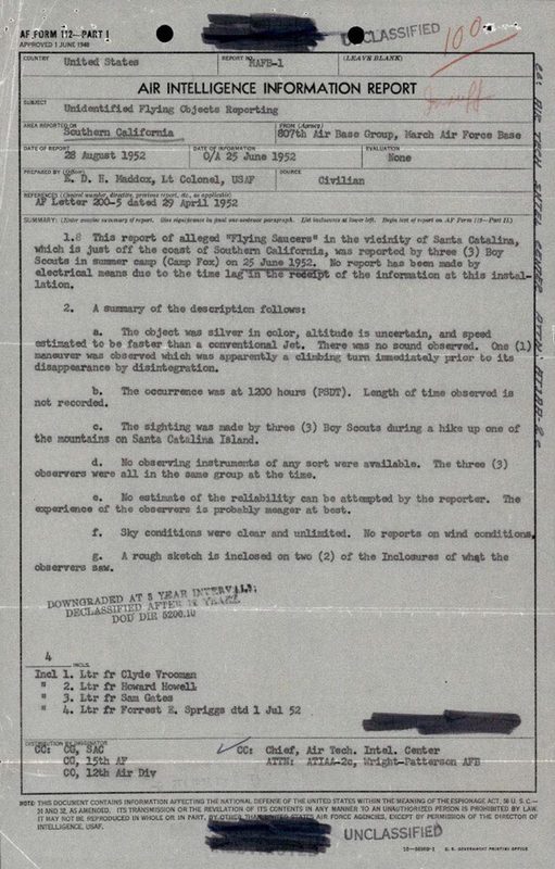 EEUU revela reportes de avistamientos de ovnis en el siglo XX, varios cerca de California